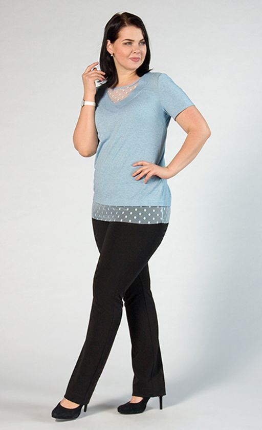 Блуза из мягкого вискозного трикотажа с эффектной отделкой из сетки - Ckc collections фото 2