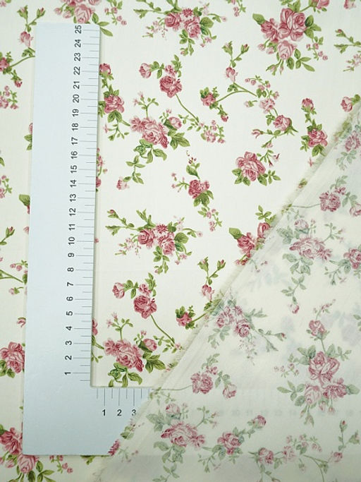 Сатин Кружевные розочки цв.шампань, ш.1.6м, хлопок-100%, 110гр/м.кв - Купава фото 4