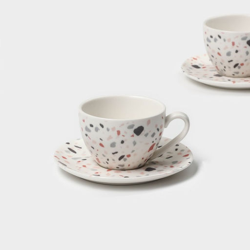 Набор чайный фарфоровый Magistro Terazzo, 4 предмета: 2 чашки 150 мл, 2 блюдца d=12,5 см фото 3