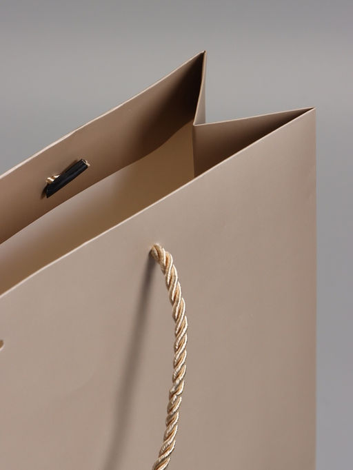 Пакет подарочный ламинированный, бронзовый, с бантом, 35×30×10 см