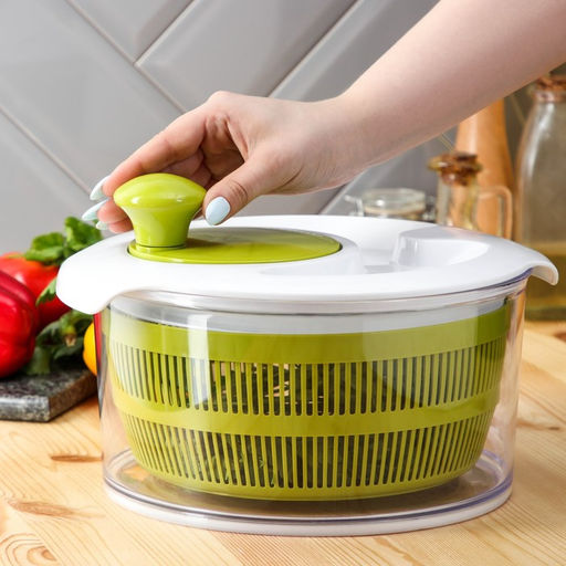 Овощерезка универсальная Доляна Fresh cook, 7 насадок, центрифуга для зелени, белая, зелёная