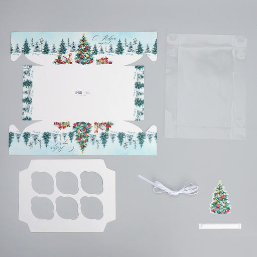 Цена за 5 шт. Коробка для капкейка «С Новым годом», ёлка, 23 х 16 х 10 см