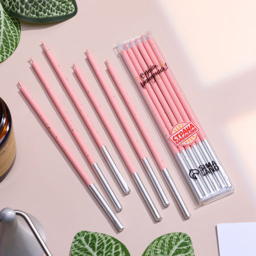 Набор свечей в торт, 6 штук Исполнение желаний, 15 см, розовый - Страна карнавалия фото 2