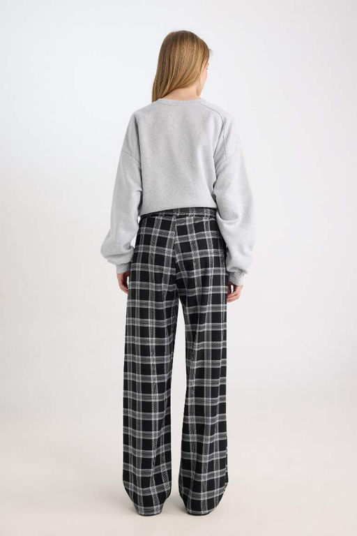 Широкие брюки Широкие брюки в клетку с нормальной талией и эластичными карманами Пижамные брюки - Defacto фото 6