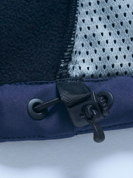 Ветровка женская софтшелл виндстоппер с капюшоном спортивная темно-синего цвета 9616_1TS