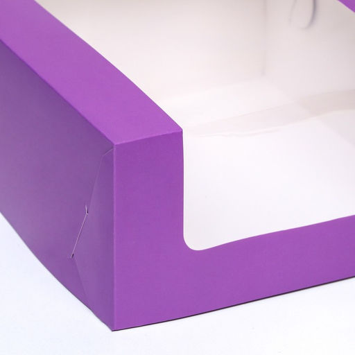 Кондитерская упаковка с окном, сиреневая, 21×21×10 см