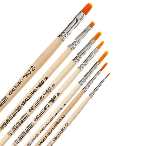 Набор кистей синтетика 7 штук Calligrata (круглые №: 0.2,3 ; плоские №4.6,10 ; наклон №6), пакет