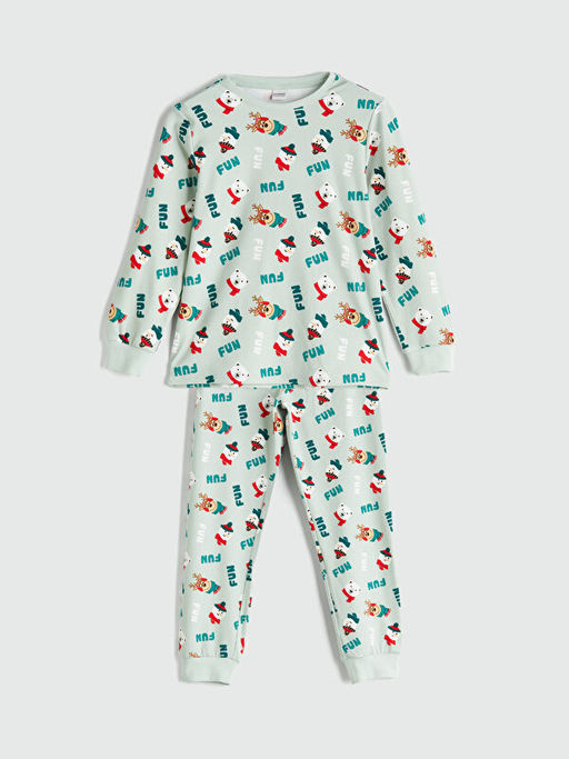 Bisiklet Yaka Y?lba?? Temal? Erkek ?ocuk Pijama Tak?m?