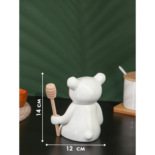 Ёмкость для мёда BellaTenero «Мишка», 280 мл, 14.5×12 см, с ложкой, фарфор, белая