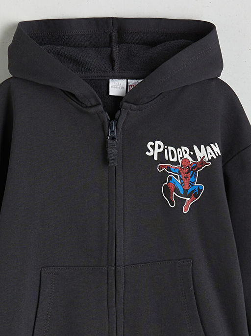 Spider-Man Bask?l? Erkek ?ocuk Fermuarl? Sweatshirt