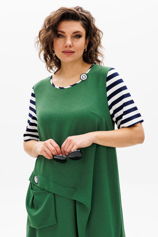 Платье Michel Chic 2178 зеленый, полоска  фото 2