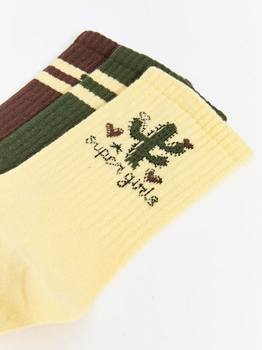 Desenli K?z ?ocuk Soket ?orap 3l? - Waikiki фото 3