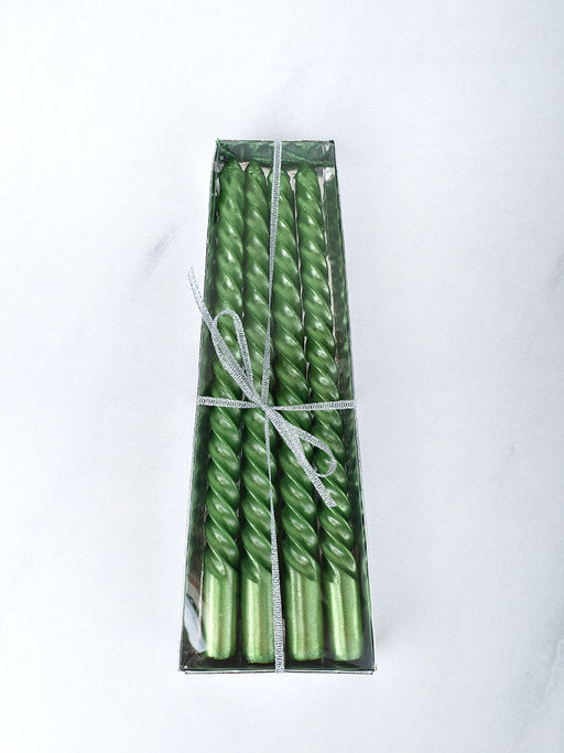Свеча стержень 4 штуки 20 см витая глянец / MG-104 /уп 144/ зеленая - ГалеонТрейд фото 8