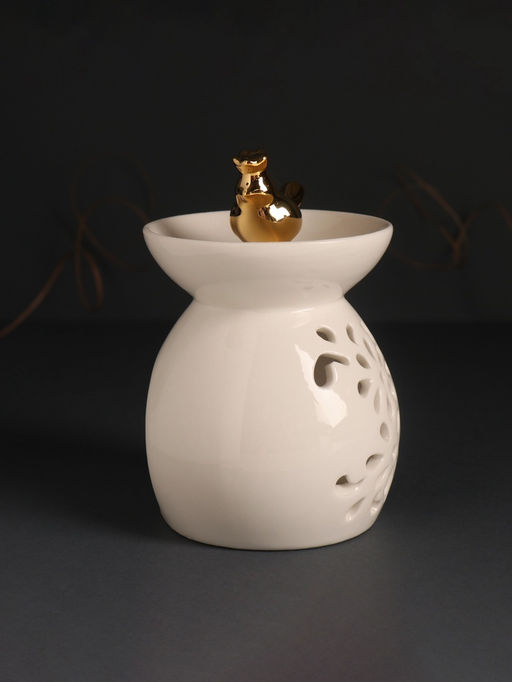 Аромалампа для эфирных масел Птичка в короне, керамика, белый перламутр, 9?9?13 см - Simaland фото 3