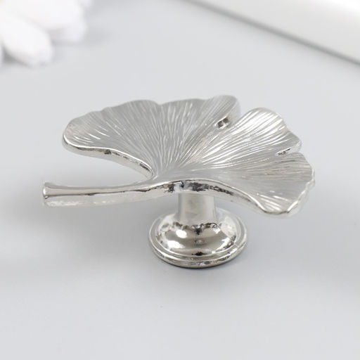 Ручка для шкатулки металл «Лист веер», серебро, 5×5.4 см