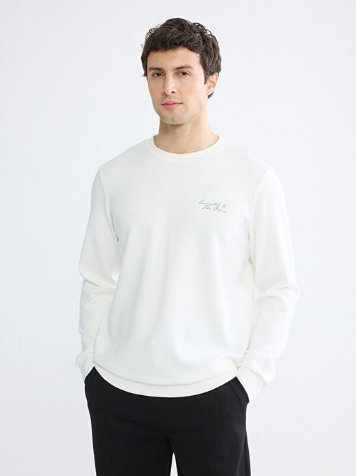 Bisiklet Yaka Nak??l? Erkek Sweatshirt