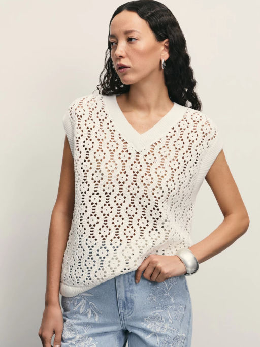 Топ из ажурной вязки из хлопка / Zarina  фото 8