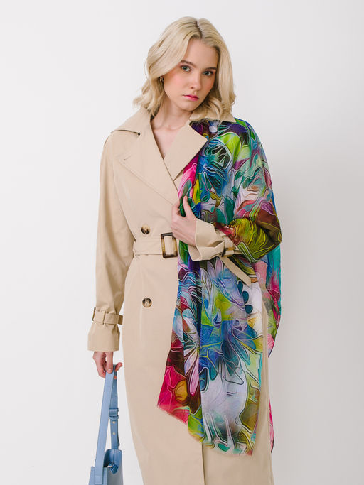 Большой, мягкий, тонкий и очень нежный двусторонний палантин с рисунком в стиле арт-деко - Tantino фото 4