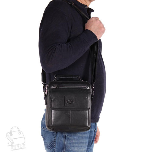 Сумка мужская кожаная 6803Z black Zinimsk  в Новосибирске