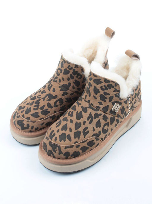 04-PAJW01-5Z BROWN/LEOPARD Ботинки зимние женские (натуральная замша, 100% шерсть, натуральный мех)