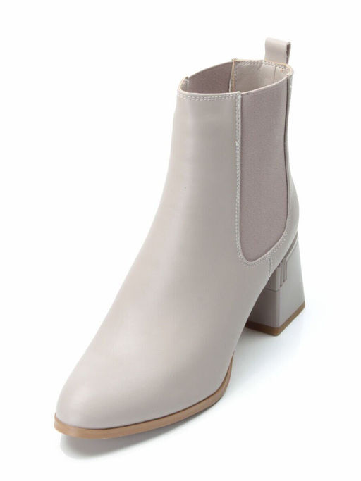 01-PCM359-2 GRAY/BEIGE Ботинки Челси демисезонные женские (натуральная кожа, байка)