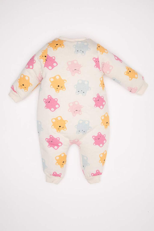 Комбинезон из чесаного хлопка с длинными рукавами и рисунком из волокнистого волокна 1,6 для маленьких девочек - Defacto фото 5