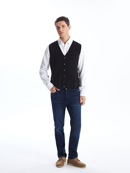 Standart Kal?p V Yaka Erkek Triko Yelek - Waikiki фото 4