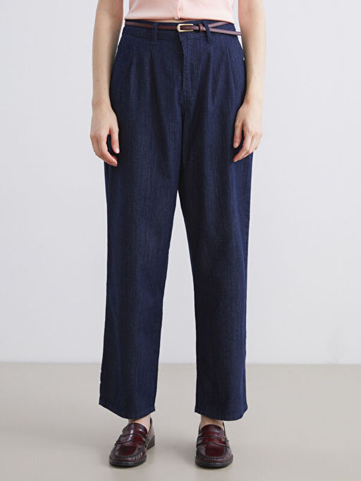 Beli Kemerli Wideleg Kad?n Jean Pantolon