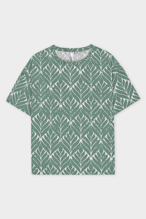 ЕП 20204/малахитовый зеленый,орнамент пижама жен (фуфайка,брюки)