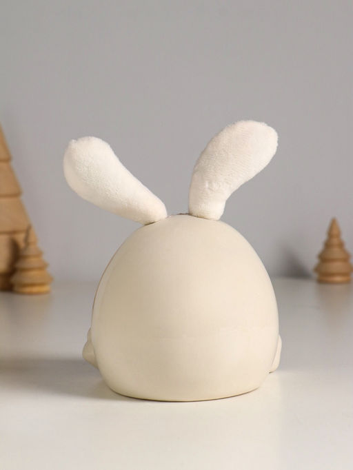 Фигурка керамика, текстиль Зайчик круглый, белый, 9?9.5?12 см