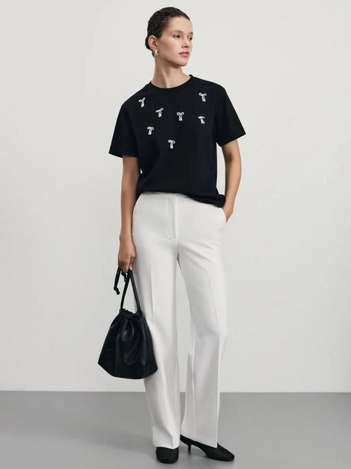 Футболка с бантиками из бусин / Zarina фото 2