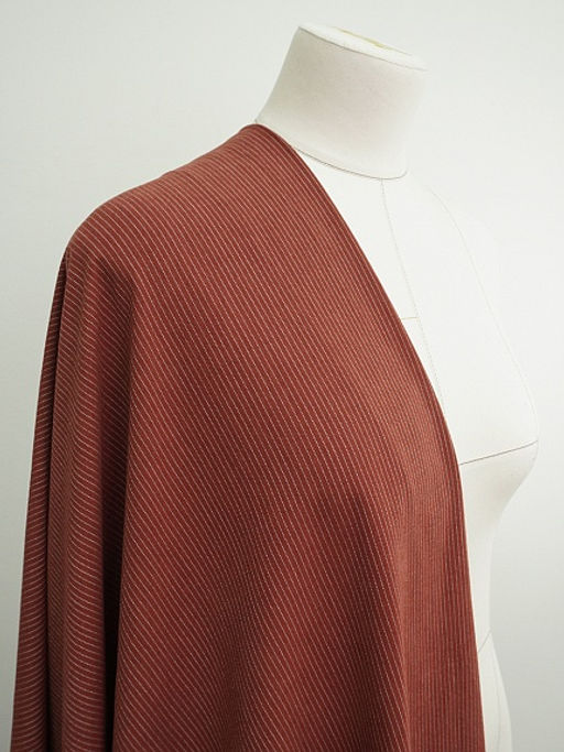 Пестрядь Мелкая полоска на темно-терракотовом, ш.1.4м, хлопок-95%, п/э-5%, 165гр/м.кв - Купава фото 7