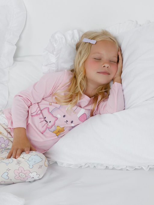 К 1606/светло-розовый,цветные зверята пижама дет