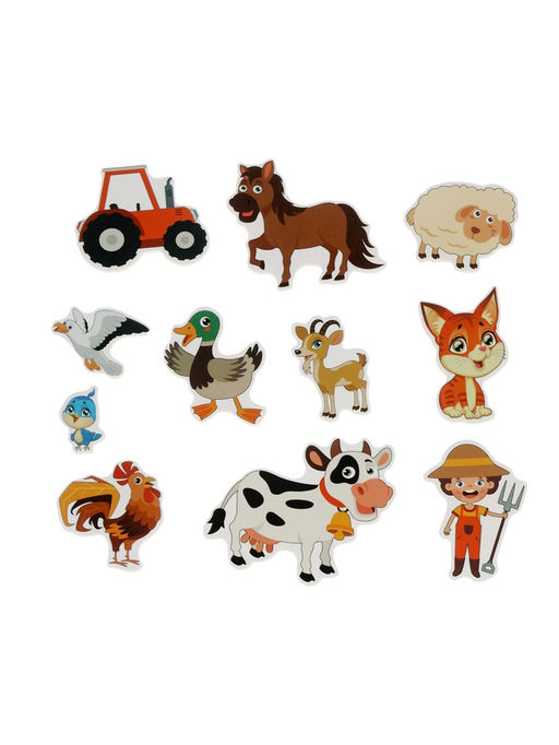 Двусторонний планшет «Ферма», маркер для рисования, липучки, пазлы