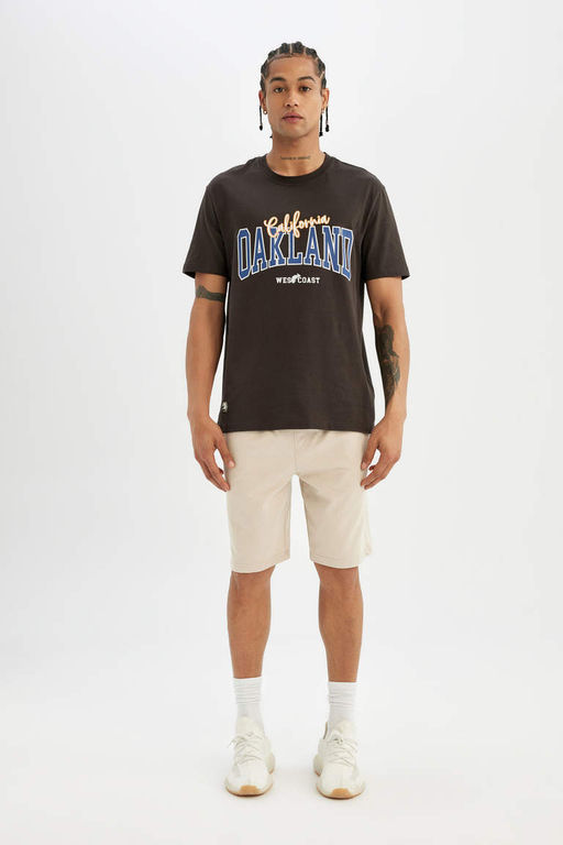 Футболка стандартного кроя с круглым вырезом и короткими рукавами с принтом - Defacto фото 2