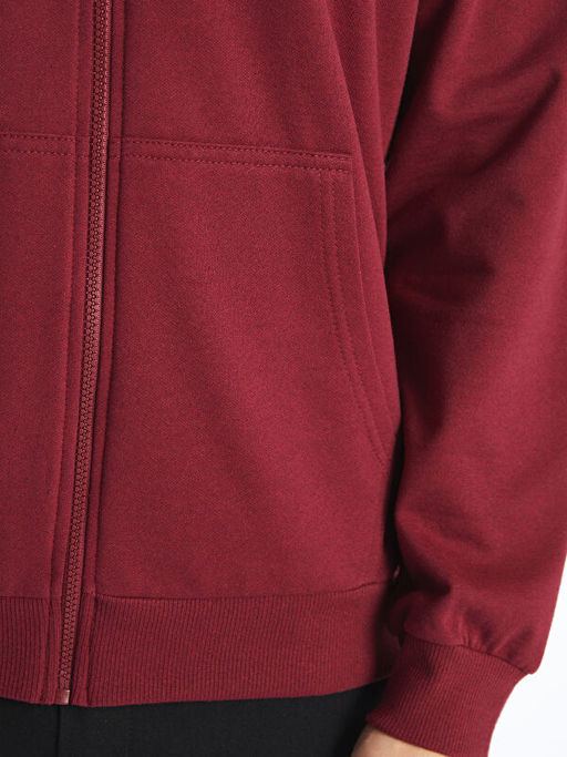 Kap??onlu Uzun Kollu Erkek Fermuarl? Sweatshirt