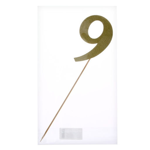 Цена за 7 шт. Топпер в торт 9, цвет золото - Страна карнавалия фото 3