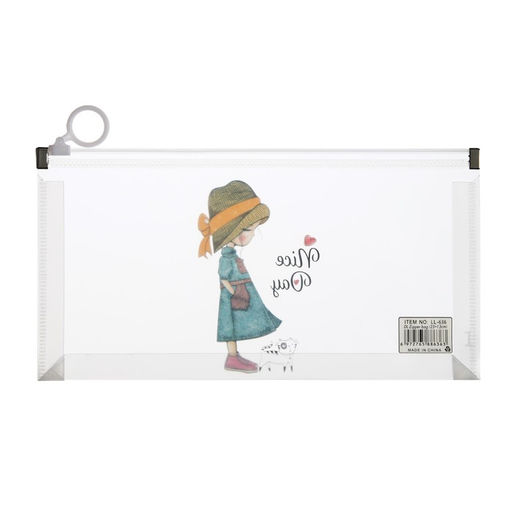 Цена за 12 шт. Папка-конверт на молнии формат А6, 180мкр, с рисунком «Маленькая девочка», МИКС