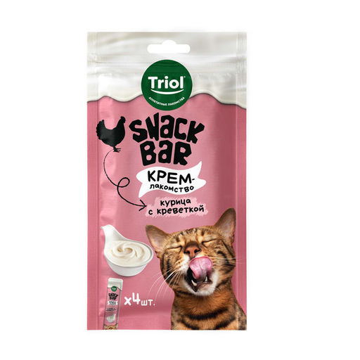 Лакомство для кошек "Крем из курицы с креветкой", 40г, серия SNACK BAR, Triol