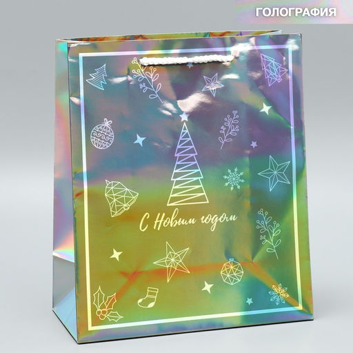 Пакет голографический Подарочек, ML 23 27 11.5 см - Дарите счастье фото 2