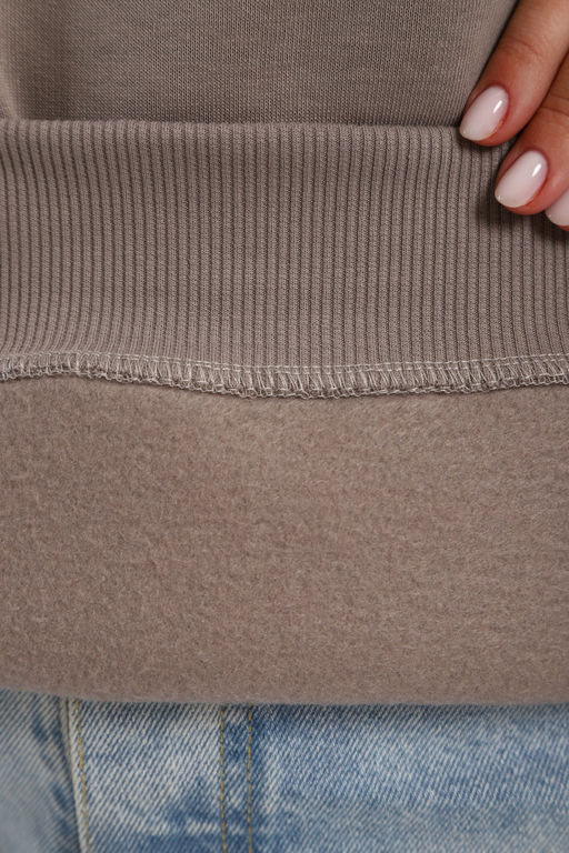 Толстовка женская из футера начес Комфорт серо-коричневый макси