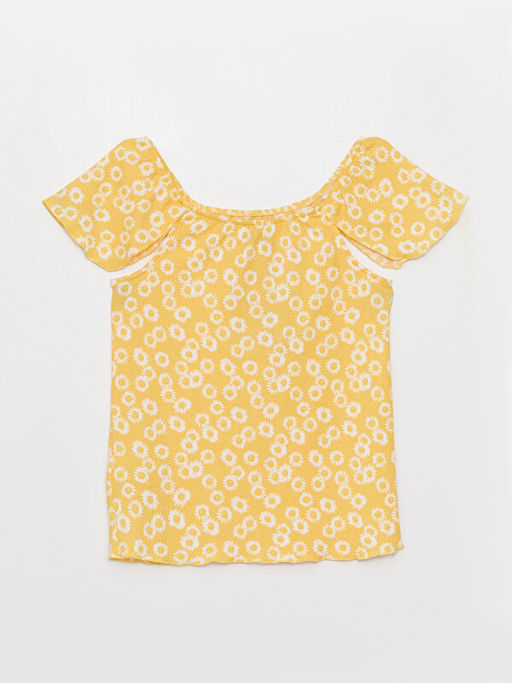 U Yaka Desenli K?sa Kollu K?z ?ocuk Bluz - Waikiki фото 2