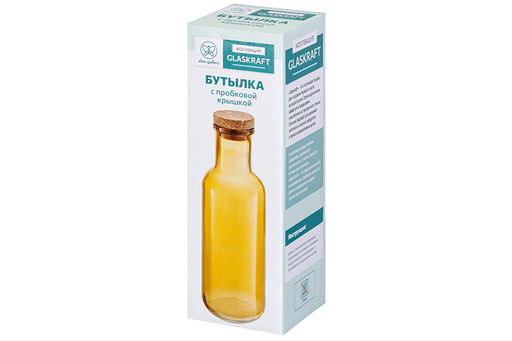 Бутылка стеклянная 1 л 8,7*8,7*27,5 см Glaskraft с пробковой крышкой, оранжевая - Elan gallery фото 5