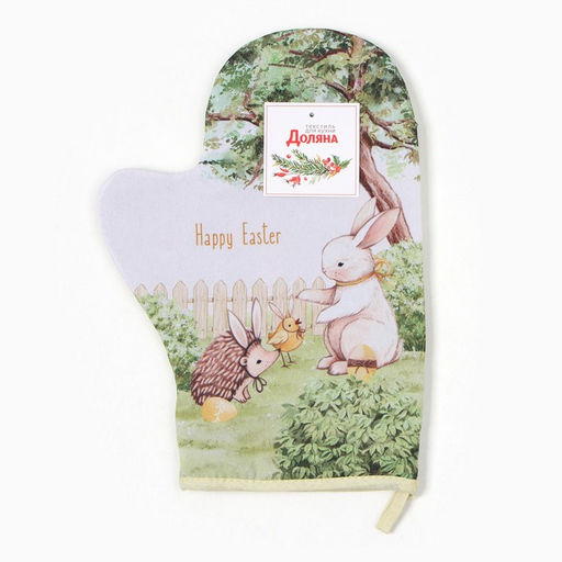 Варежка-прихватка Доляна Зверьки 20х28 см, 35% хл, 65% пэ, ватин 250 г/м2  фото 4