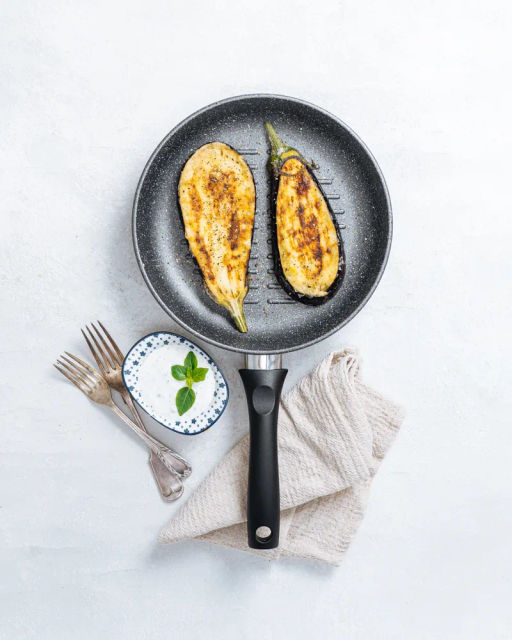 Сковорода-гриль Готовить легко Stone Gray несъемная ручка, 24 см - Нева металл посуда фото 6