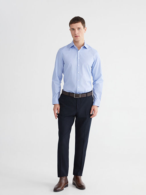 Slim Fit Desenli Gabardin Erkek G?mlek