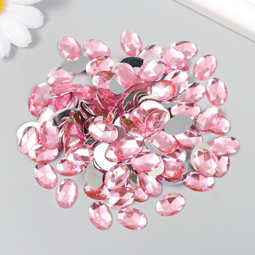 Декор для творчества пластик Стразы овал. Светло-розовый набор 150 шт 1х1,4 см - Арт узор фото 3