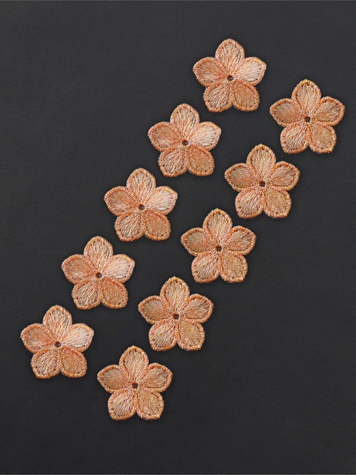 Аппликация для одежды «Цветок», текстильная, с голографической нитью, 3.5×3.5 см, 10 шт., оранжевая