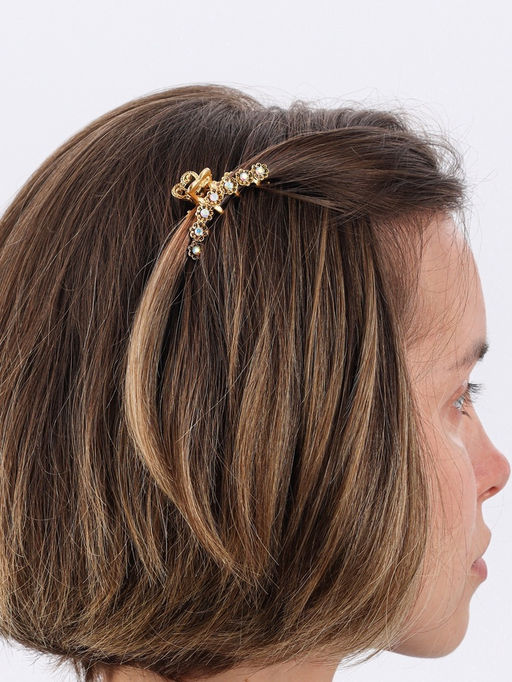 Цена за 6 шт. Крабик для волос «Каспиан», цветочки, 5 см, золото