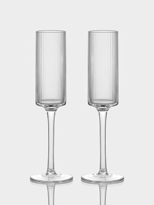 Набор бокалов для шампанского Just for you, 180 мл, 2 шт., 7×24 см, ребристые, стекло, прозрачный